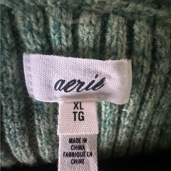 Aerie Late Night Quarter Zip Sweater Green Ribbed Cropped Size XL Womens Sporty - Picture 5 of 6
